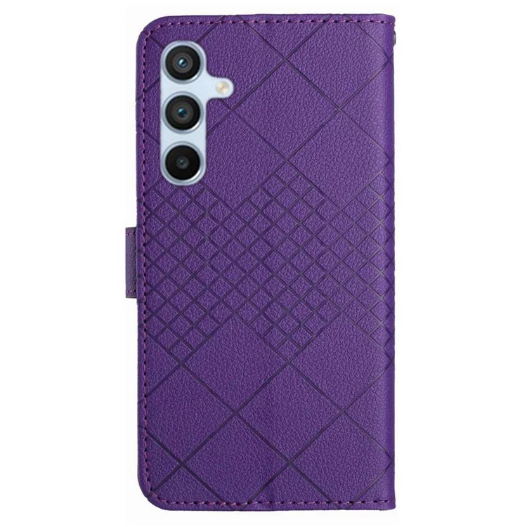 Capa carteira para Samsung Galaxy A56 em couro PU com relevo - Roxo escuro