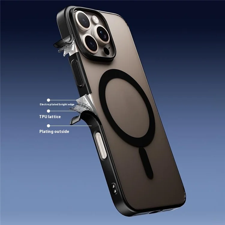 Чехол для iPhone 16 Pro совместимый с MagSafe, матовая пластиковая задняя крышка - черный