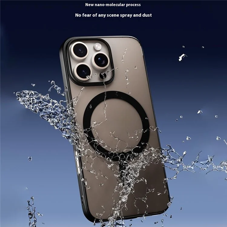 Чехол для iPhone 16 Pro совместимый с MagSafe, матовая пластиковая задняя крышка - черный