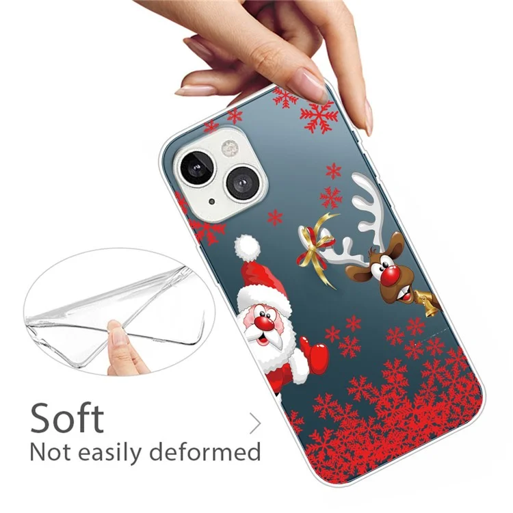 For iPhone 14 Christmas Pattern Printing Phone Case Soft TPU Shockproof Protective Back Cover - Christmas Deer
