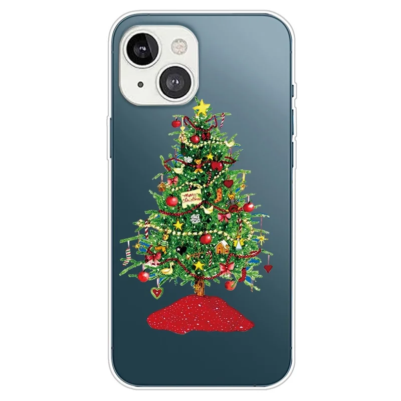 Per iPhone 14 Christmas Pattern Printing Phone Case Soft TPU Shockproof Protective Back Cover - Christmas Tree with Gifts