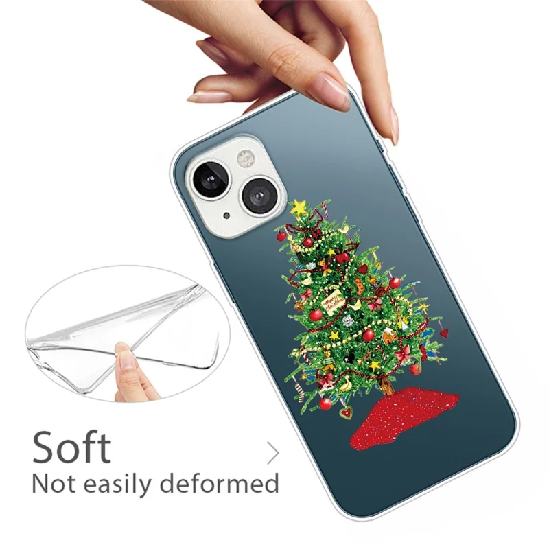 Per iPhone 14 Christmas Pattern Printing Phone Case Soft TPU Shockproof Protective Back Cover - Christmas Tree with Gifts