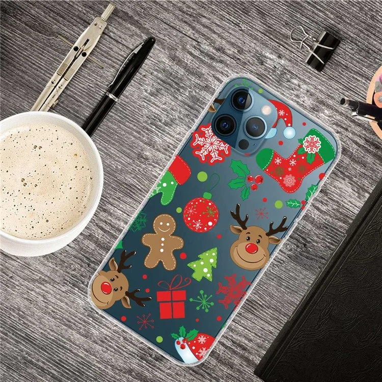 For iPhone 14 Pro Max Christmas Decor Design Phone Case Soft TPU Shockproof Pattern Printing Protective Cover - Christmas Sticker