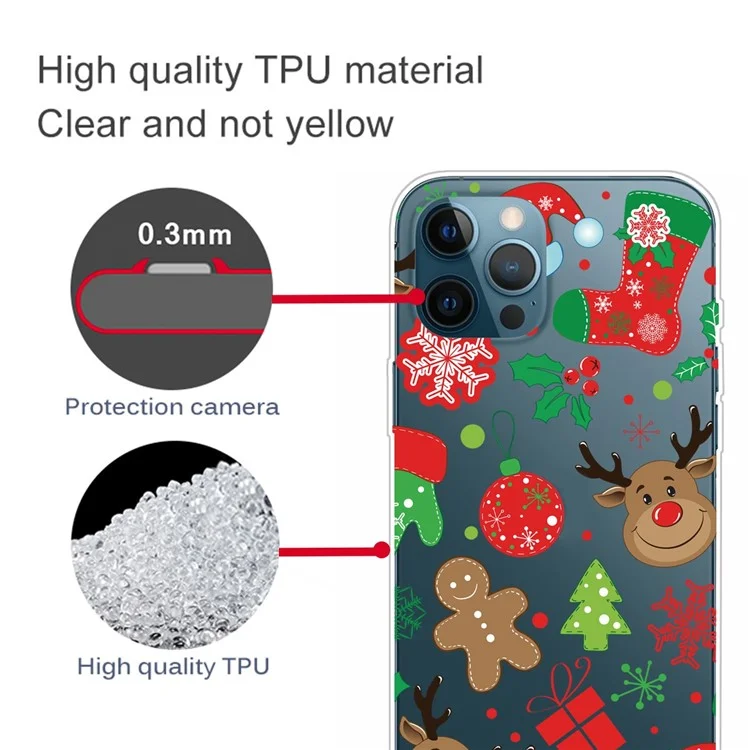 For iPhone 14 Pro Max Christmas Decor Design Phone Case Soft TPU Shockproof Pattern Printing Protective Cover - Christmas Sticker