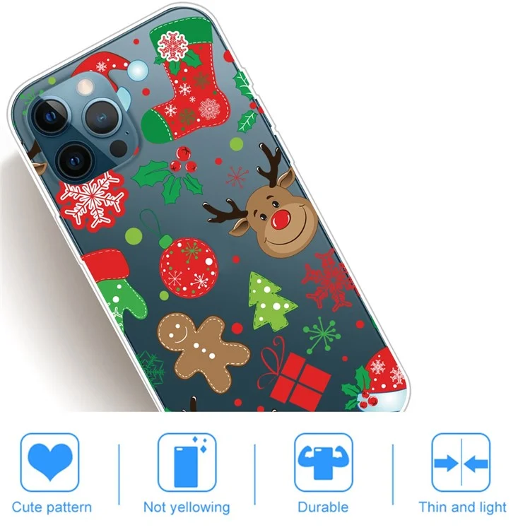 For iPhone 14 Pro Max Christmas Decor Design Phone Case Soft TPU Shockproof Pattern Printing Protective Cover - Christmas Sticker