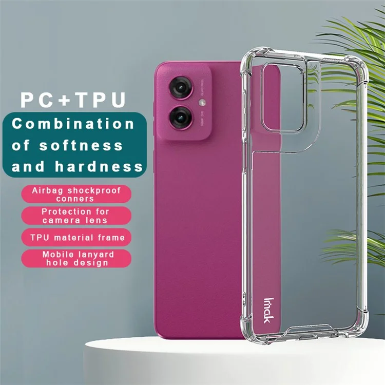 Funda IMAK para Motorola Moto G55 5G, carcasa de PC+TPU a prueba de golpes, cubierta de teléfono transparente