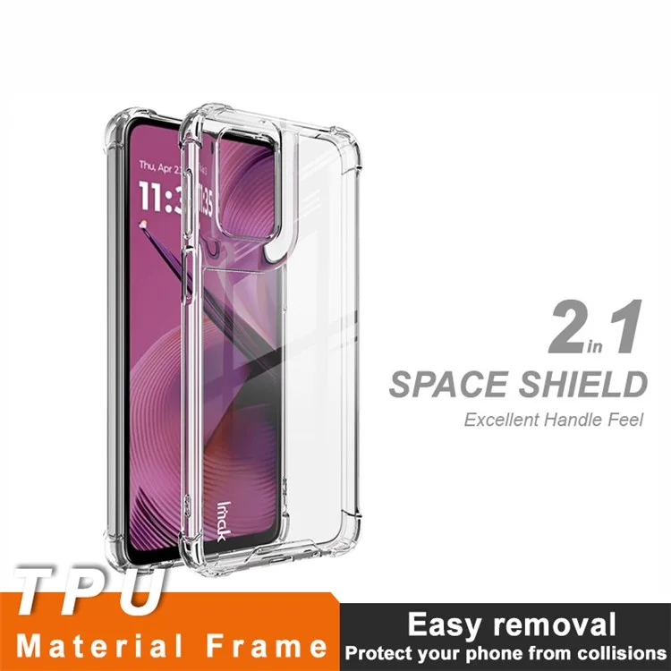 Funda IMAK para Motorola Moto G55 5G, carcasa de PC+TPU a prueba de golpes, cubierta de teléfono transparente