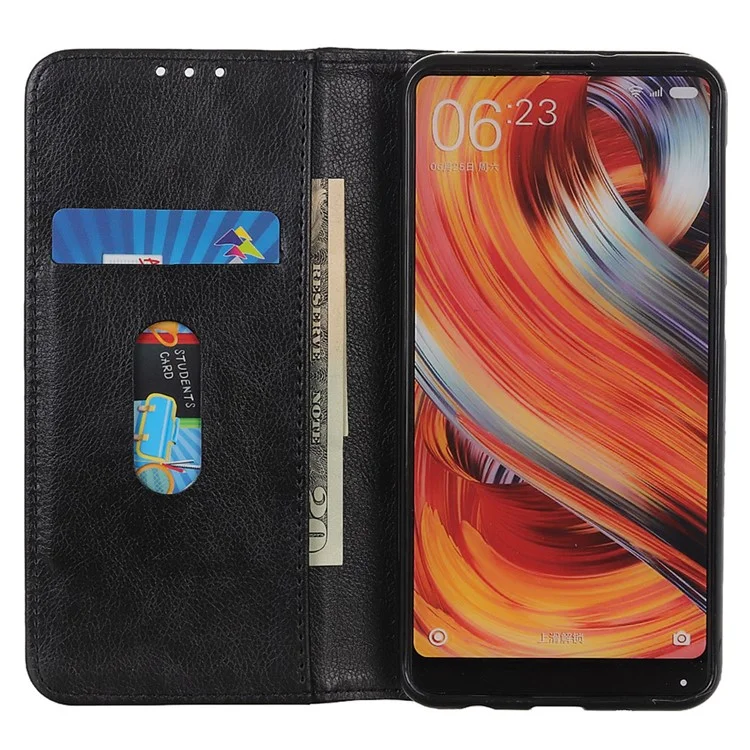 Capa de suporte para telefone For Honor X9c 5G / X60 Pro 5G, em couro dividido com textura de lichia - Preto
