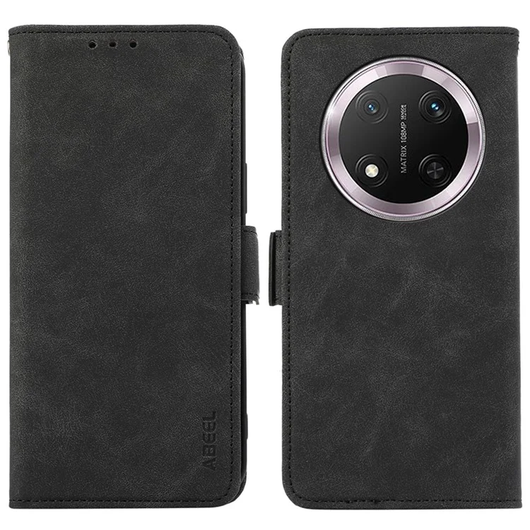 Capa ABEEL For Honor X9c 5G / X60 Pro 5G de couro PU com suporte e visualização, bloqueio RFID - Preta