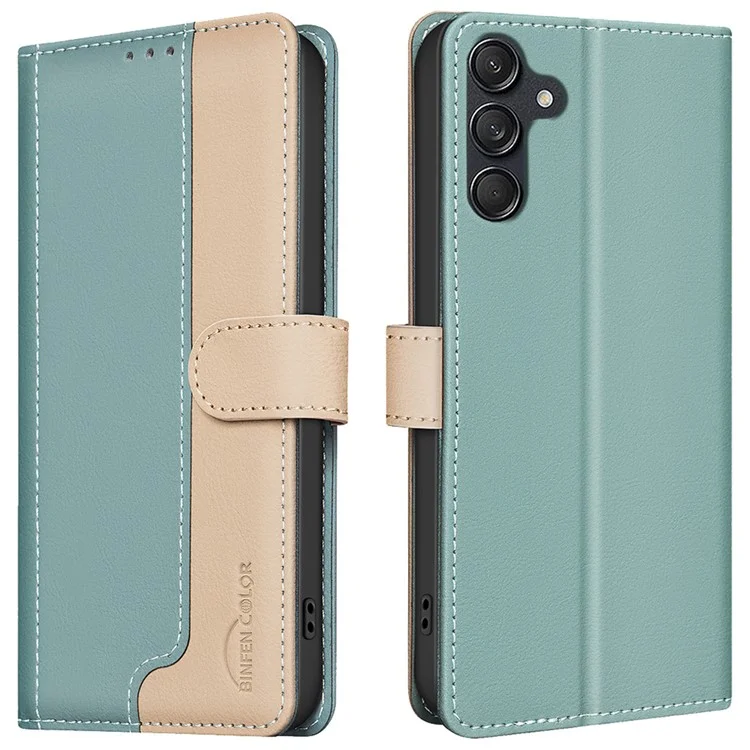 BINFEN COLOR BF33 для Samsung Galaxy A26 5G кожаный чехол со сплошной расцветкой и RFID-блокировкой - Зеленый