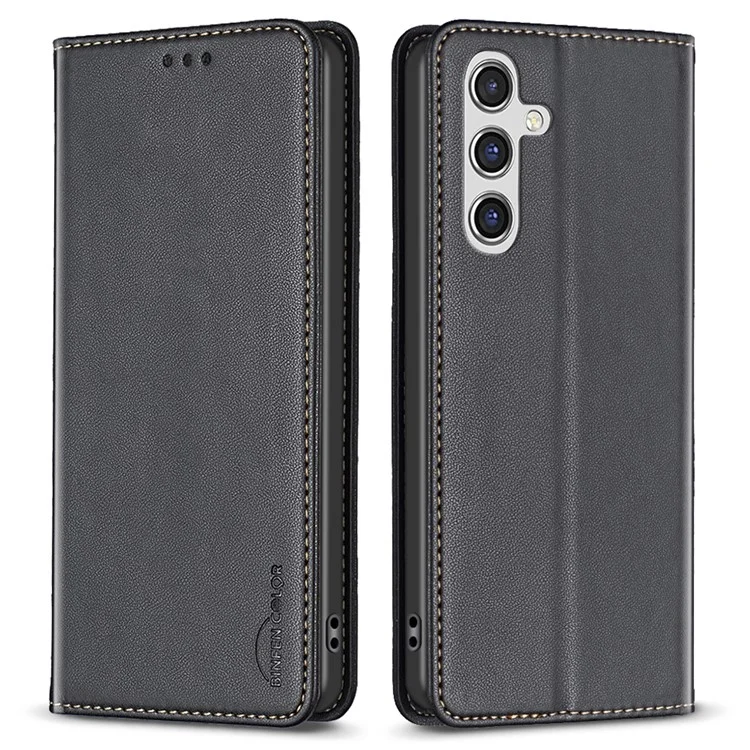 Capa de couro com slots para cartão BINFEN COLOR BF18 para Samsung Galaxy A26 5G - Preto