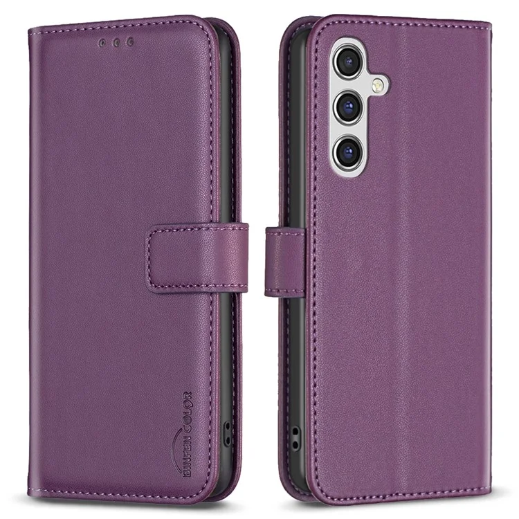 BINFEN COLOR BF17 Hülle für Samsung Galaxy A26 5G, Wallet Folio Flip Leder-Cover - Dunkelviolett