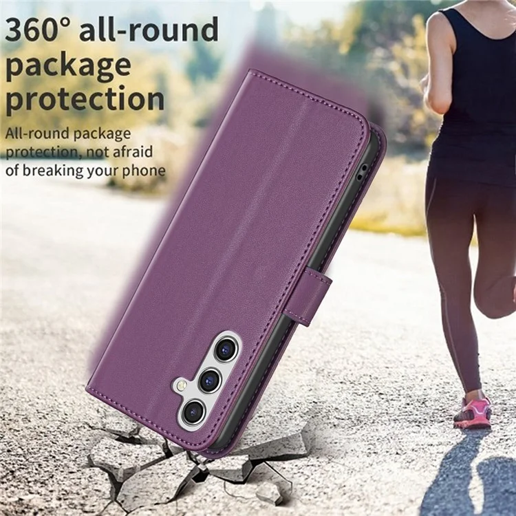 BINFEN COLOR BF17 Hülle für Samsung Galaxy A26 5G, Wallet Folio Flip Leder-Cover - Dunkelviolett