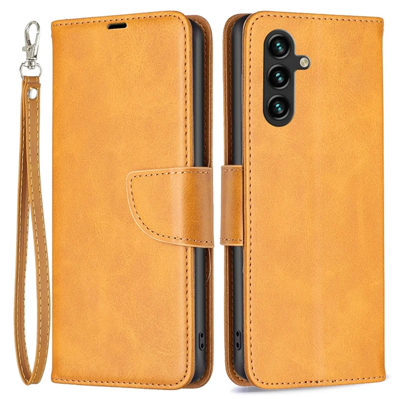 For Samsung Galaxy A56 5G Case Shockproof PU Leather Cover with Wallet Card Slots - Yellow