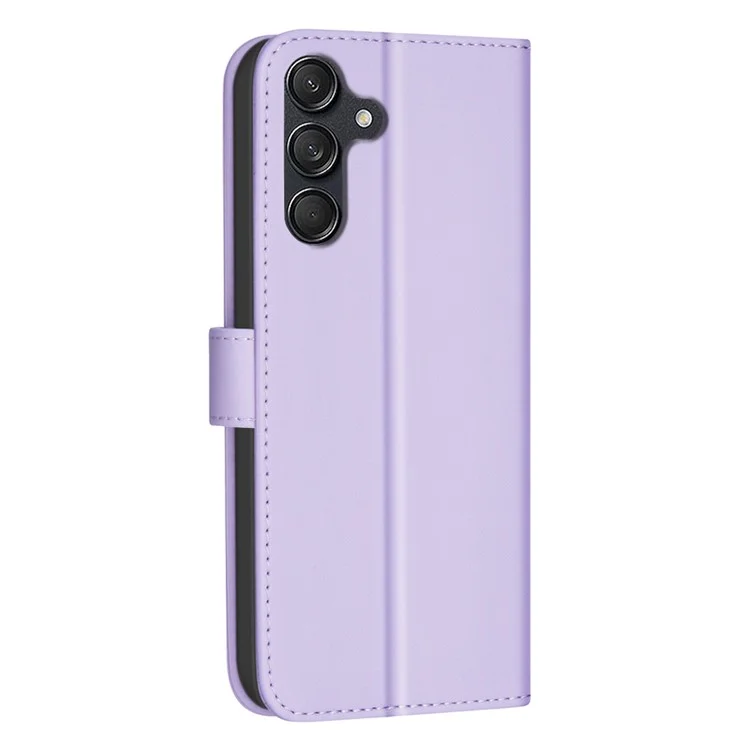 BINFEN COLOR BF34 para Samsung Galaxy A56 Funda de cuero tipo cartera con cuadrícula cuadrada - Morado claro