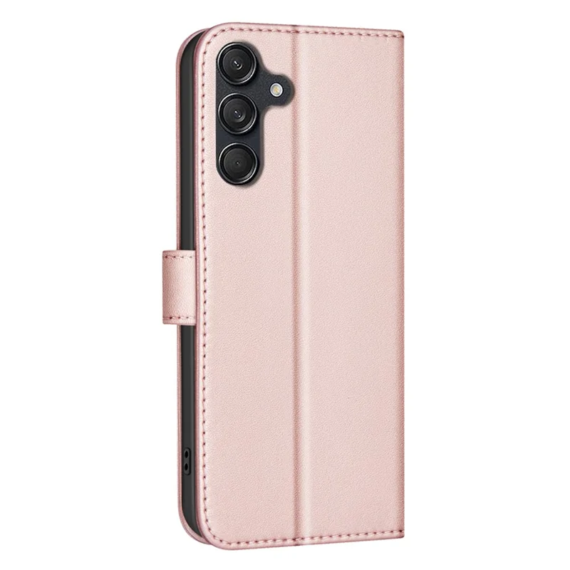 BINFEN COLOR for Samsung Galaxy A56 5G Leather Case Wallet Square Grid Phone Cover - Rose Gold