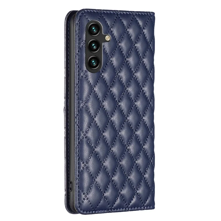 BINFEN COLOR BF Style-16 Para Capa Samsung Galaxy A56 Slots para Cartão Cobertura de Couro Rombo - Azul