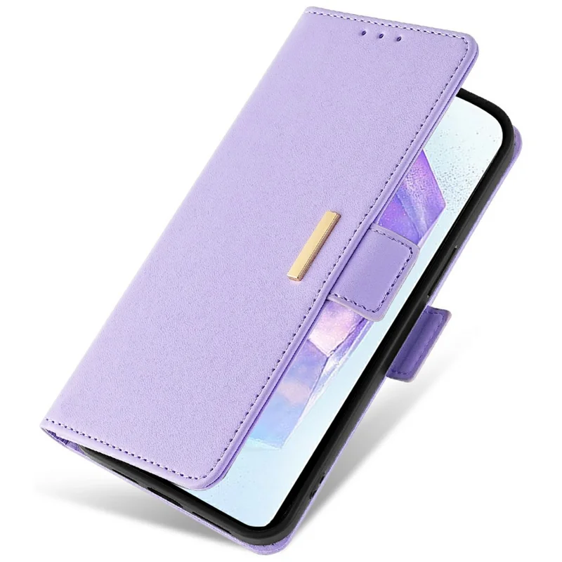 For Samsung Galaxy A56 5G Leather Wallet Case RFID Blocking Stand Cover with Hand Strap - Purple