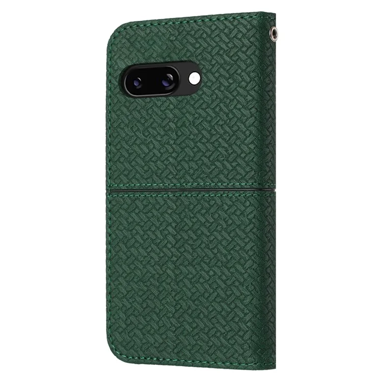 Custodia per Google Pixel 9a, texture intrecciata, in pelle PU, cover per telefono - Verde