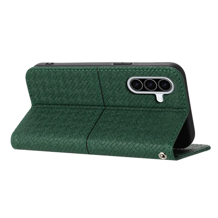Étui pour Samsung Galaxy A36 5G, texture tressée en cuir PU, housse de téléphone portefeuille - Vert