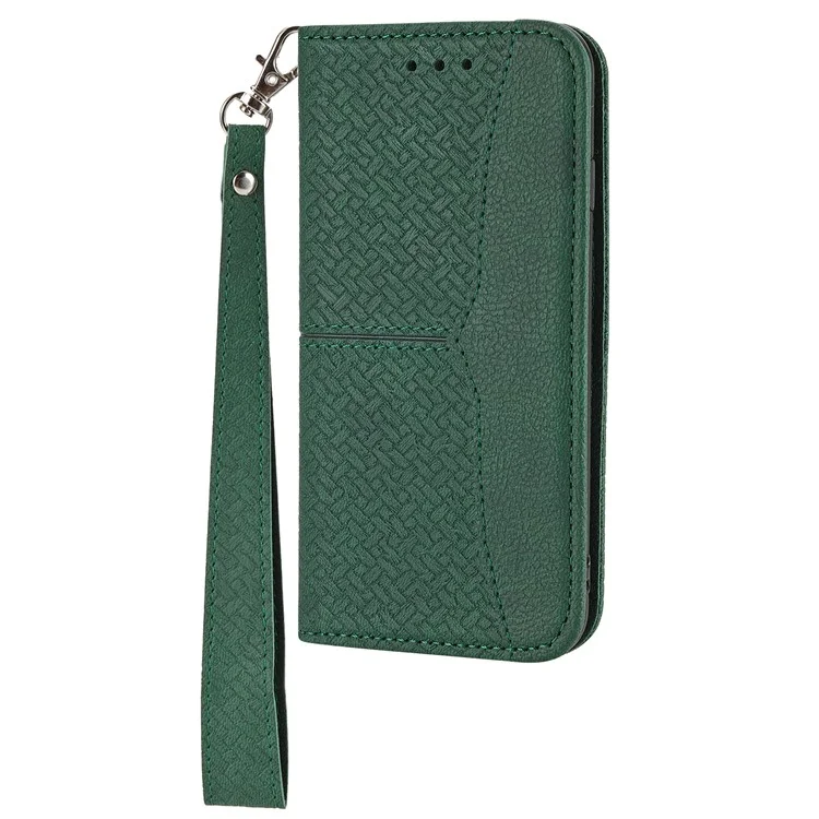 Étui pour Samsung Galaxy A36 5G, texture tressée en cuir PU, housse de téléphone portefeuille - Vert