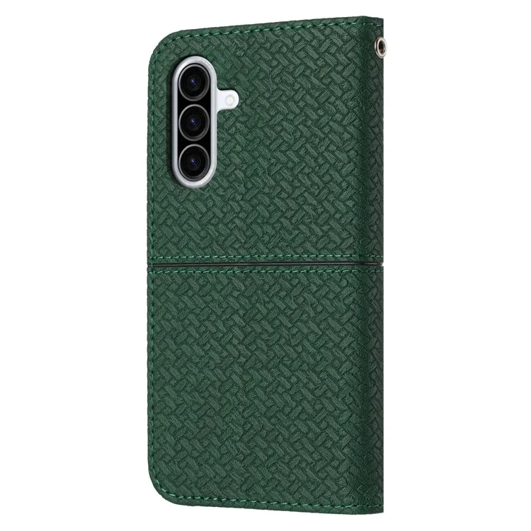 Étui pour Samsung Galaxy A36 5G, texture tressée en cuir PU, housse de téléphone portefeuille - Vert