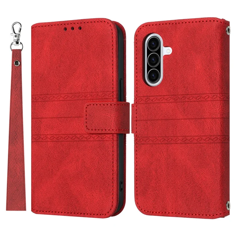 Für Samsung Galaxy A36 5G Hülle Wallet Skin-Touch Leder geprägt Handyhülle - Rot