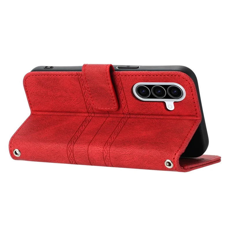 Für Samsung Galaxy A36 5G Hülle Wallet Skin-Touch Leder geprägt Handyhülle - Rot