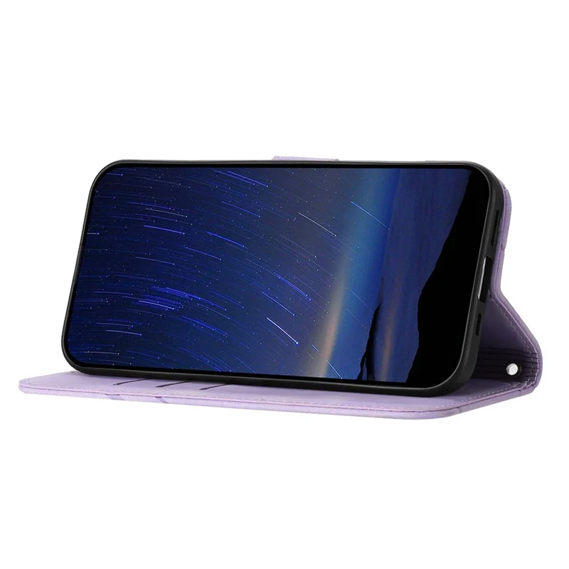 Coque pour Samsung Galaxy A36 5G Imprinted Line Leather avec sangle pratique - Violet