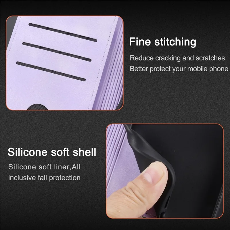 Coque pour Samsung Galaxy A36 5G Imprinted Line Leather avec sangle pratique - Violet