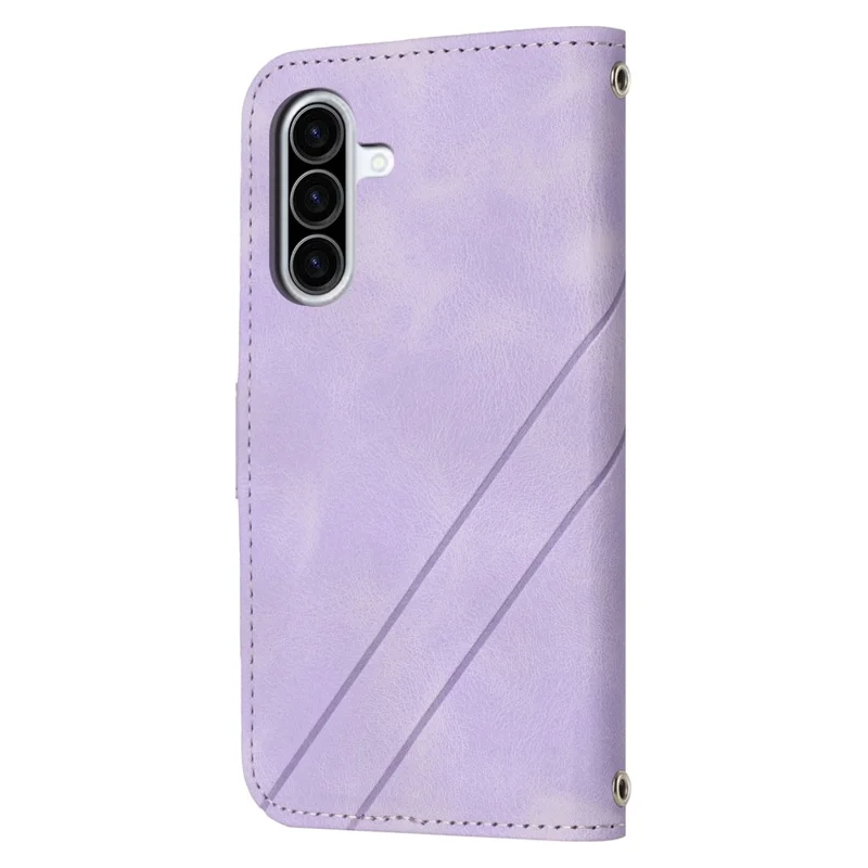Coque pour Samsung Galaxy A36 5G Imprinted Line Leather avec sangle pratique - Violet