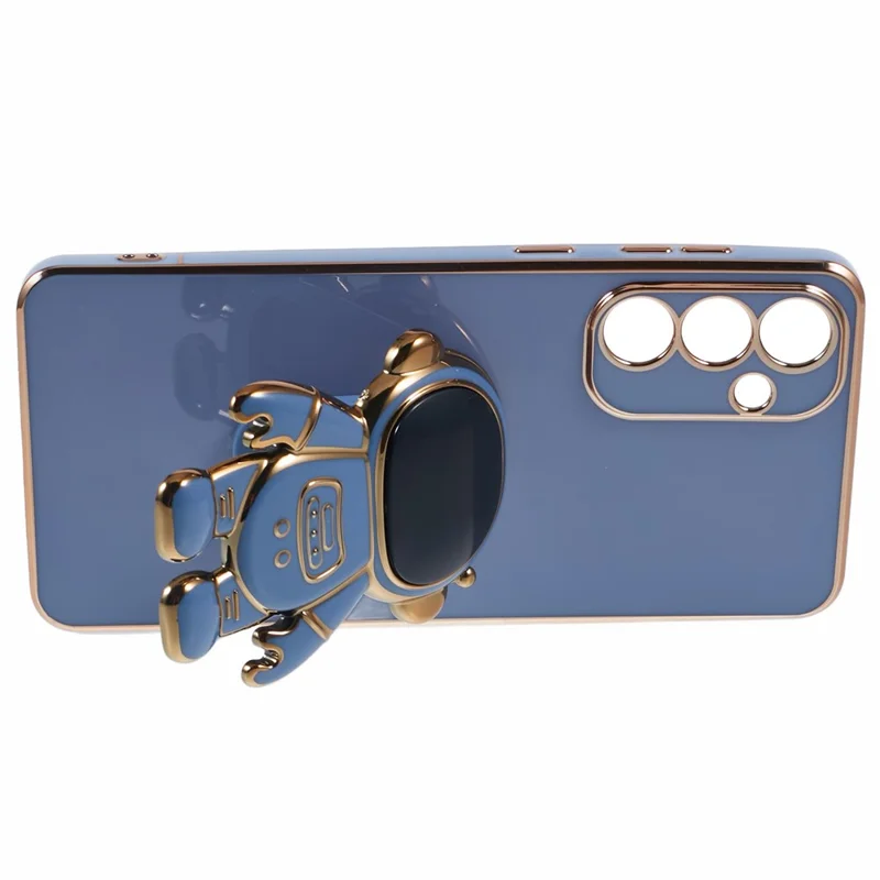 For Samsung Galaxy A15 5G Case Electroplating Soft TPU Phone Cover with Astronaut Hidden Kickstand - Grey