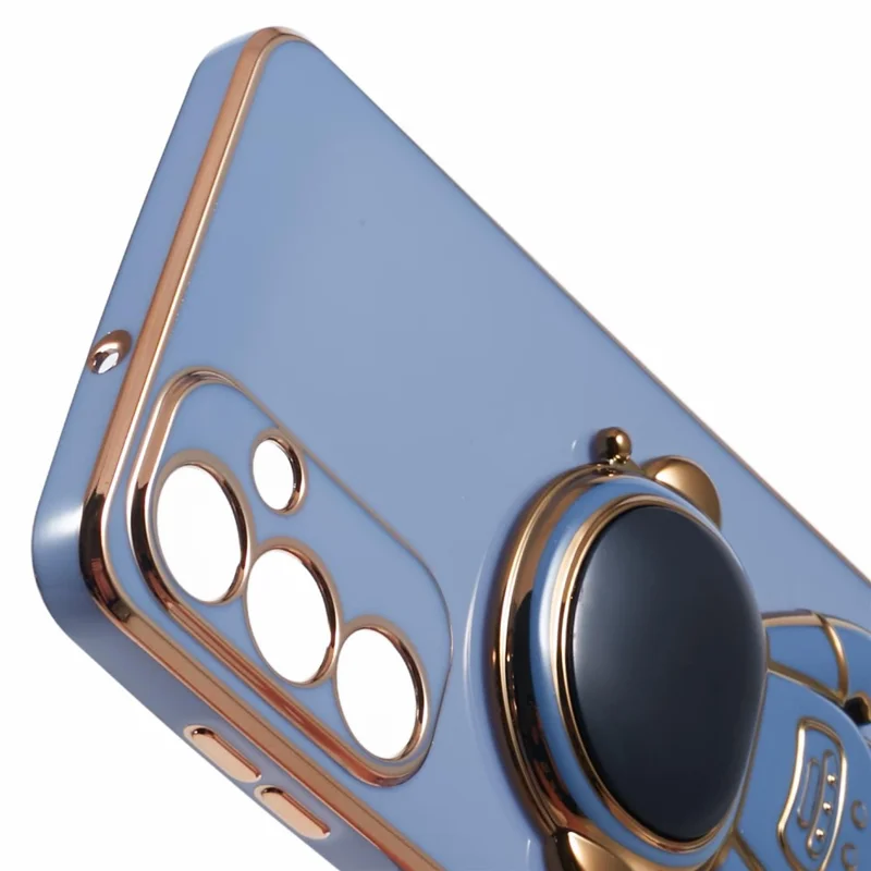 For Samsung Galaxy A15 5G Case Electroplating Soft TPU Phone Cover with Astronaut Hidden Kickstand - Grey