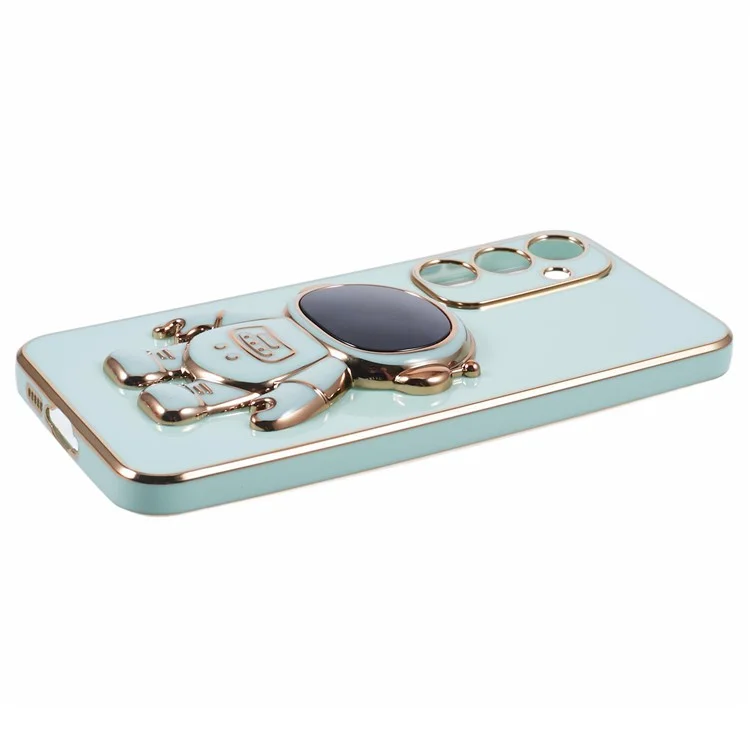 For Samsung Galaxy A36 5G Case Electroplating Soft TPU Phone Cover Astronaut Hidden Kickstand - Cyan