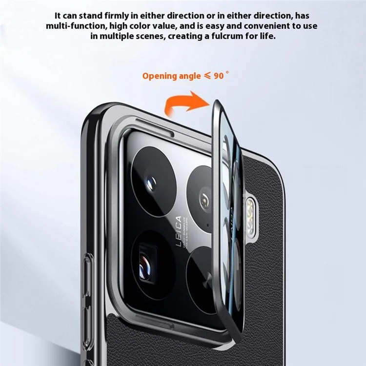 Custodia per Xiaomi 15 Pro con protezione per obiettivo, supporto e protezione anti-caduta in TPU+PU - Nera