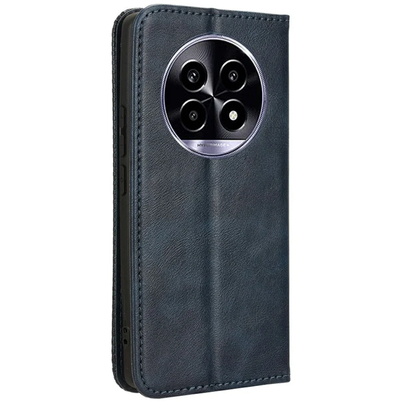 For Realme 13+ 5G / 13 Pro 5G (China) Leather Case Wallet Stand Retro Texture Phone Cover - Blue