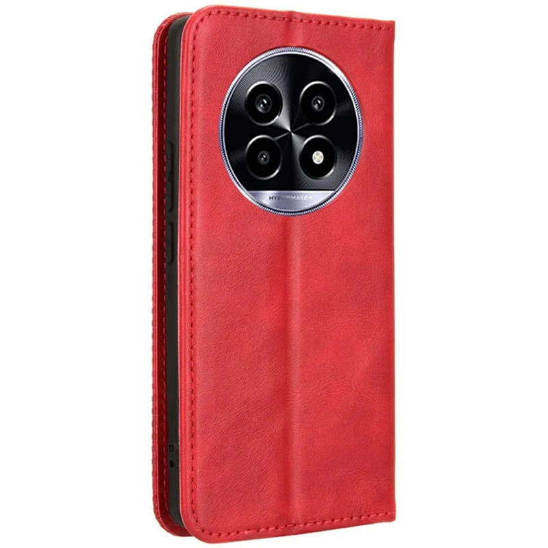 For Realme 13+ 5G / 13 Pro 5G (China) Leather Case Wallet Stand Retro Texture Phone Cover - Red