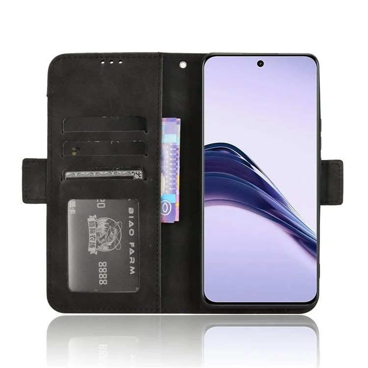 Для Realme 13+ 5G / 13 Pro (Китай) 5G кожаный чехол-кошелек для телефона с несколькими слотами для карт - черный