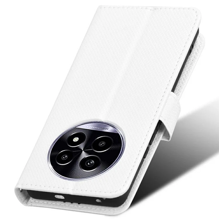 Для Realme 13+ 5G / 13 Pro (Китай) 5G Чехол с искусственной кожей с текстурой бриллиантов Кошелек Чехол для телефона - Белый