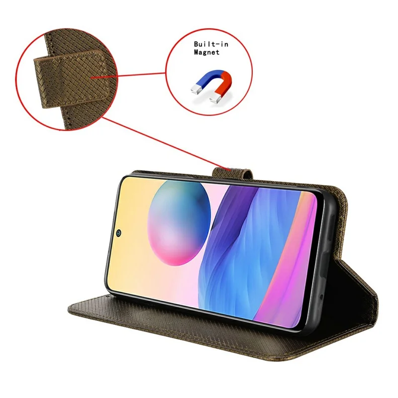 For Realme 13+ 5G / 13 Pro 5G (China) Case PU Leather Diamond Texture Wallet Phone Cover - Brown