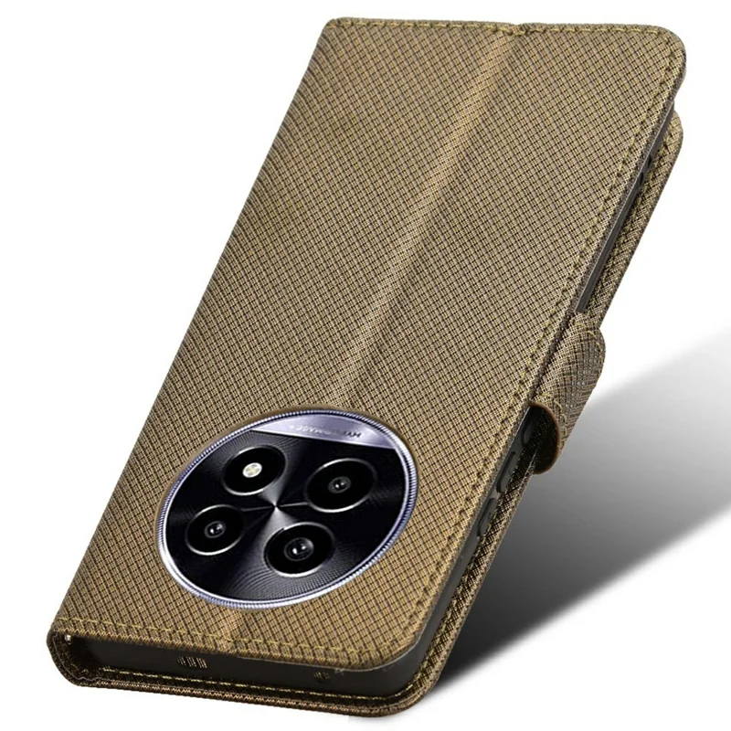For Realme 13+ 5G / 13 Pro 5G (China) Case PU Leather Diamond Texture Wallet Phone Cover - Brown