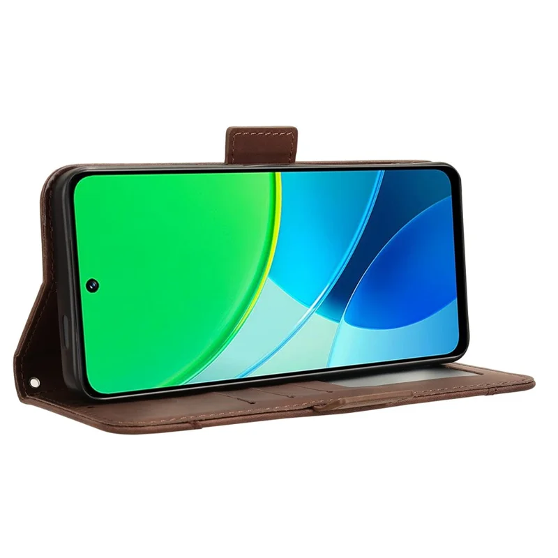 For vivo Y19s 4G / Y29 5G Leather Case Phone Wallet Cover with Multiple Card Slots - Brown