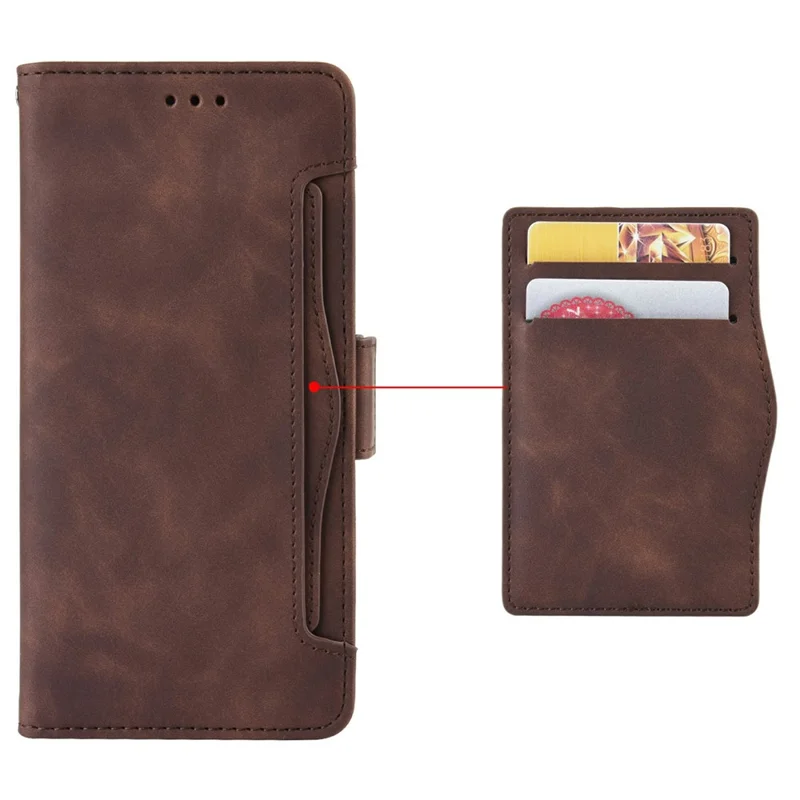 For vivo Y19s 4G / Y29 5G Leather Case Phone Wallet Cover with Multiple Card Slots - Brown