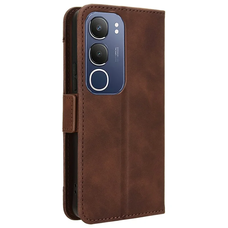 For vivo Y19s 4G / Y29 5G Leather Case Phone Wallet Cover with Multiple Card Slots - Brown