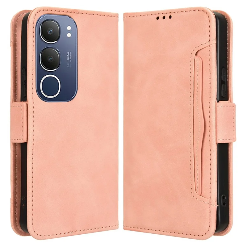 For vivo Y19s 4G / Y29 5G Leather Case Phone Wallet Cover with Multiple Card Slots - Pink