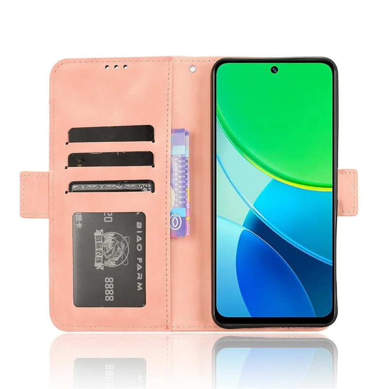 For vivo Y19s 4G / Y29 5G Leather Case Phone Wallet Cover with Multiple Card Slots - Pink