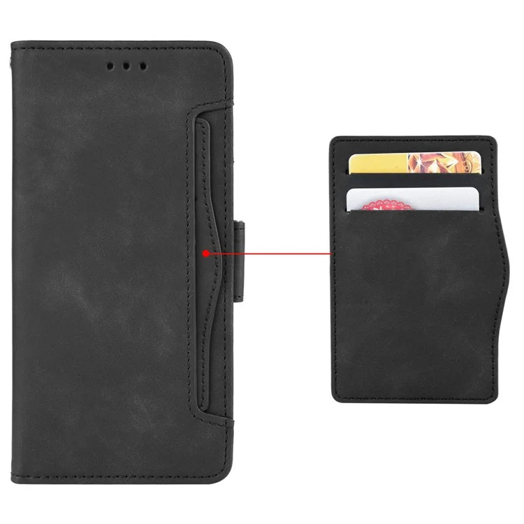 Für Honor X5b Plus / X5b Lederetui Handyhülle mit mehreren Kartenfächern - Schwarz