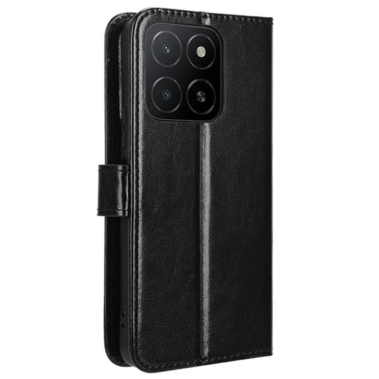 For Honor X5b Plus / X5b Hülle Crazy Horse Textur PU Leder Telefon-Geldbörsen-Abdeckung - Schwarz