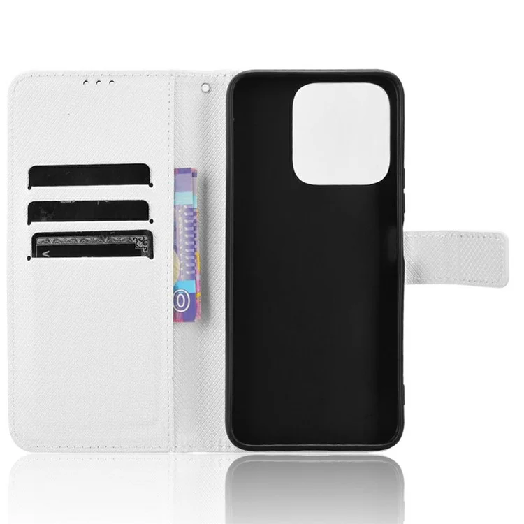 Für Honor X5b Plus / X5b Hülle Pu-Leder Diamant-Textur Brieftasche Handyhülle - Weiß