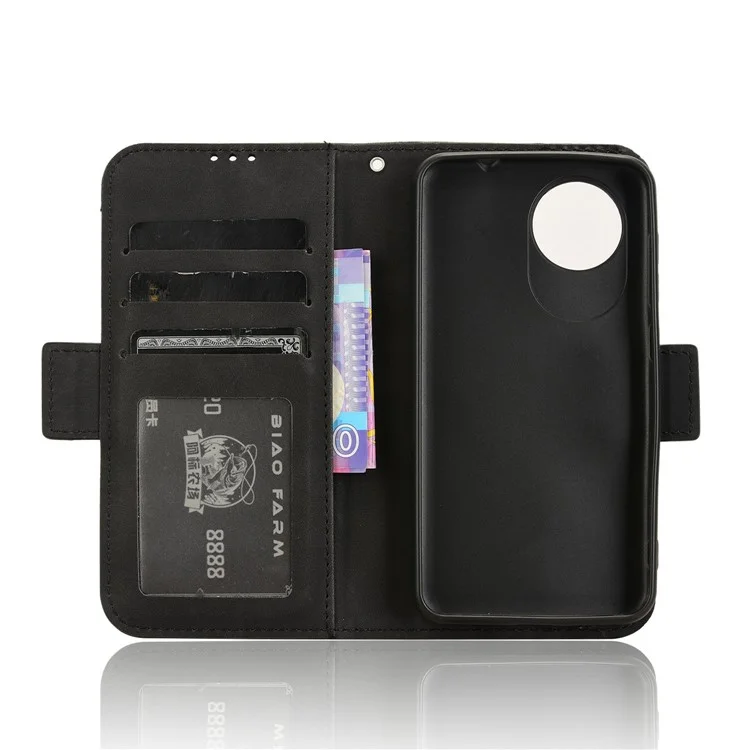 Für ZTE Blade A35 Lite / A35 Core Ledertasche Handyhülle mit mehreren Kartenfächern - Schwarz